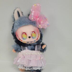 Labubu dress with bows and crown and pearls No Doll